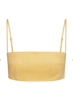 Monday Swimwear Yellow Bandeau linen Crop Top with Adjustable Straps